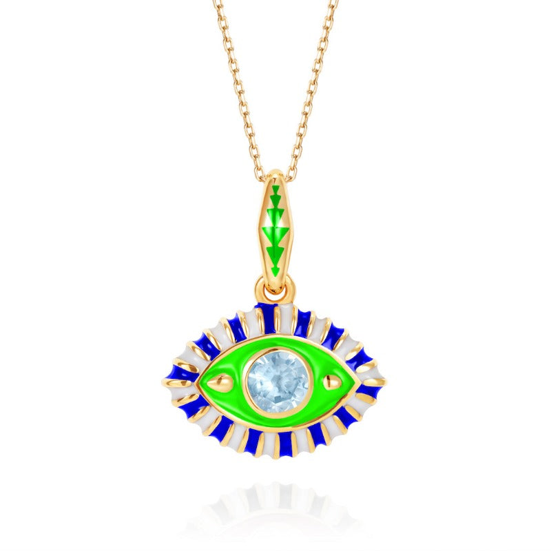 Wholesale Titanium Steel Diamond Devil's Eye Necklace